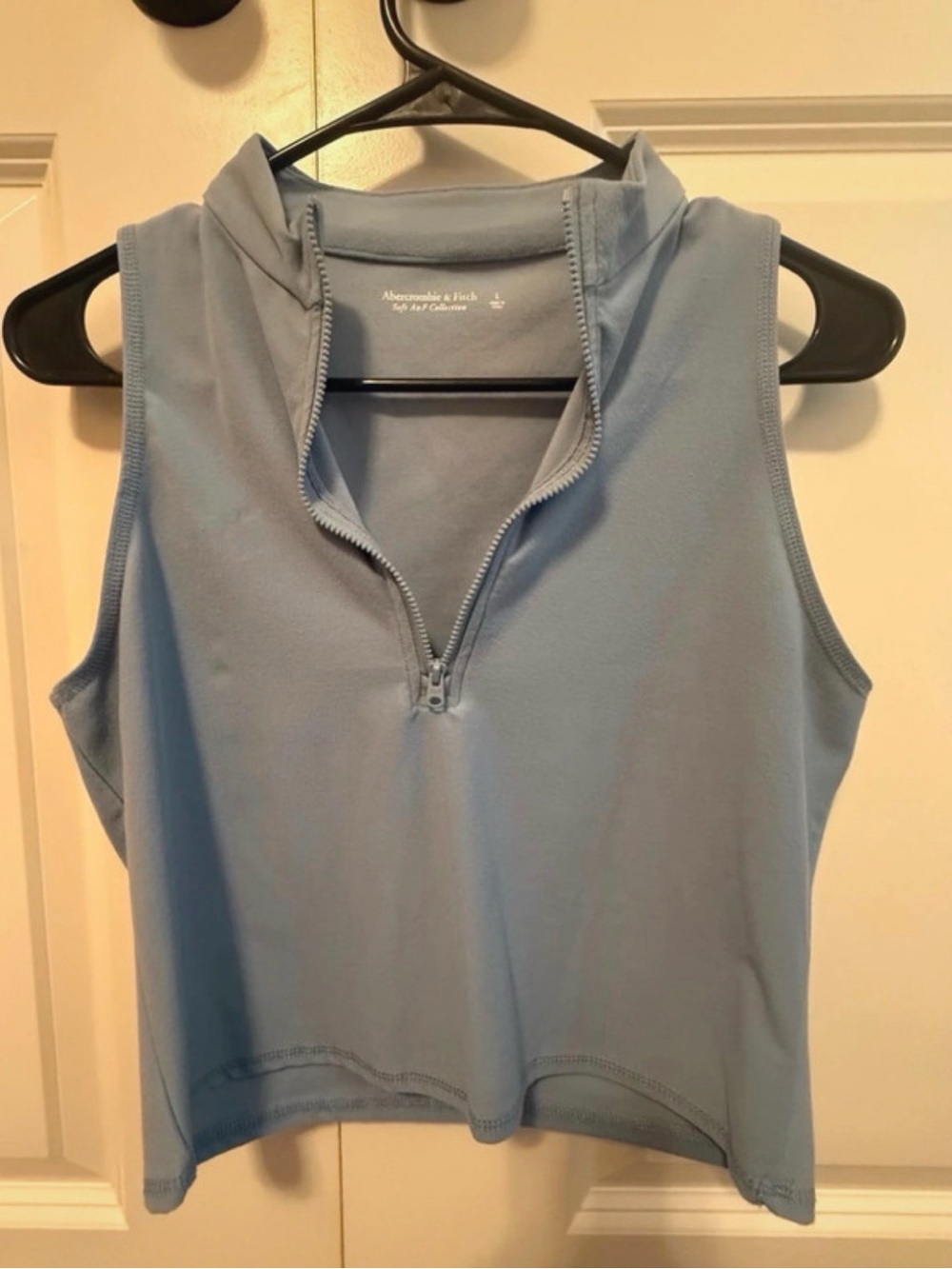Abercrombie & Fitch Pale Blue Sleeveless Zip Mock Neck Top